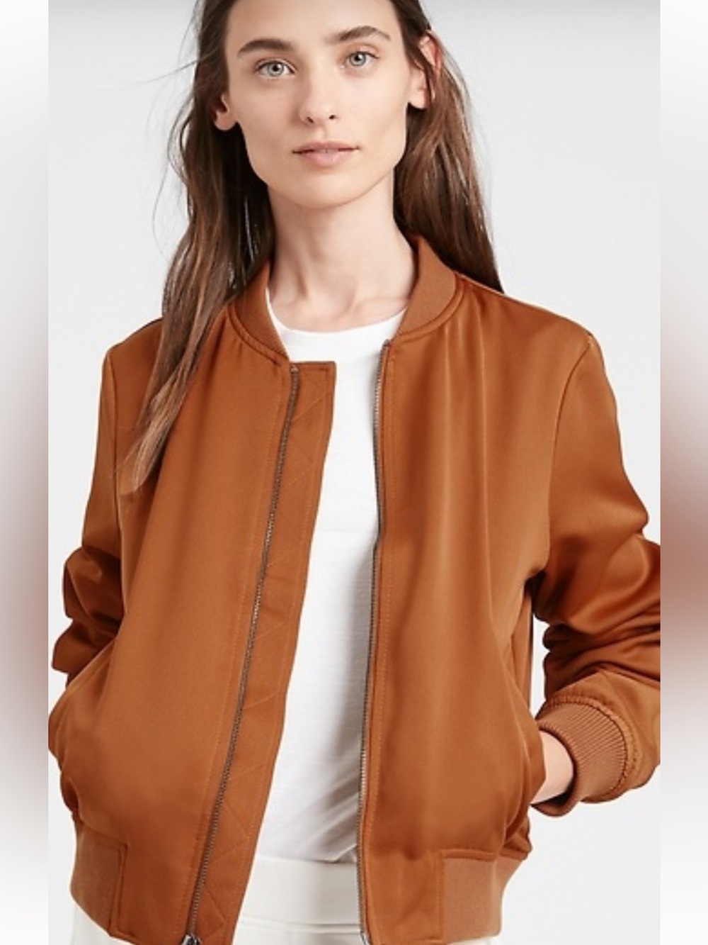 Banana Republic - Rust Brown Zip Up BomberJacket - Preloved